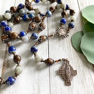 Our Lady of Sorrows Rosary / Servite Chaplet • Gemstone Mix: Blue Gray Bronze  • 7 Sorrows • Mater Dolorosa • Seven Sorrows • Catholic Gift
