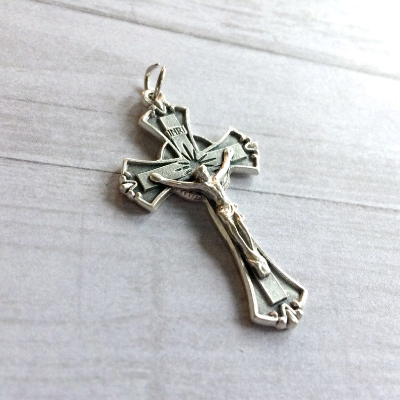 Classic Styled Crucifix \u2022 Rosary Crucifix \u2022 Rosary Parts \u2022 Antique Silver \u2022 Religious Pendant Jewelry \u2022 Catholic Supplies to make Rosaries