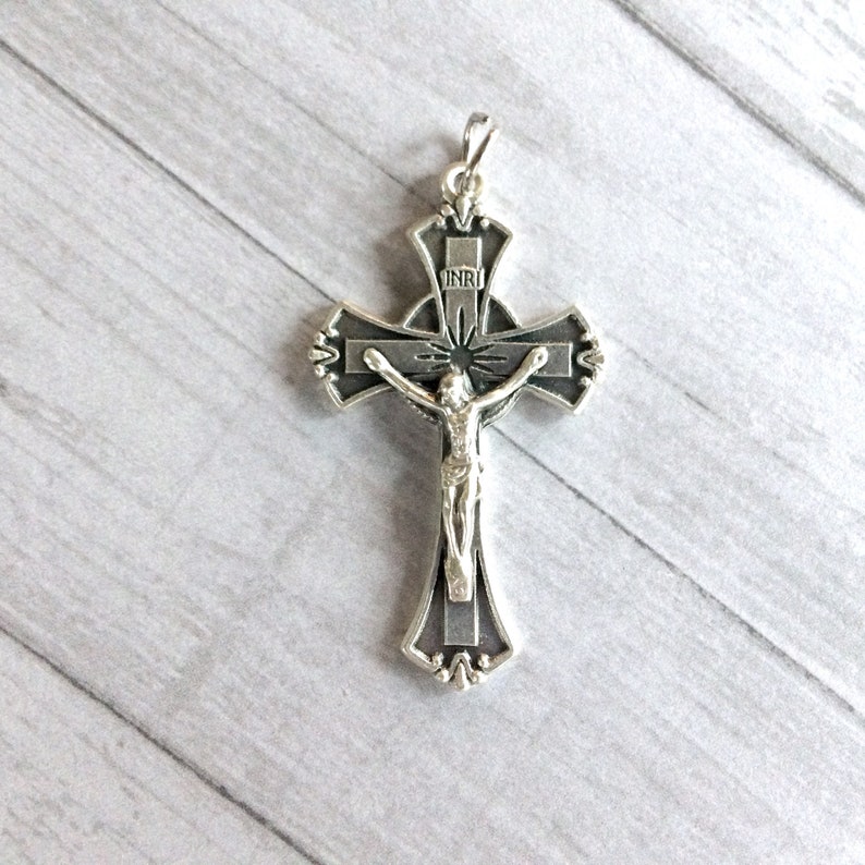 Classic Styled Crucifix \u2022 Rosary Crucifix \u2022 Rosary Parts \u2022 Antique Silver \u2022 Religious Pendant Jewelry \u2022 Catholic Supplies to make Rosaries