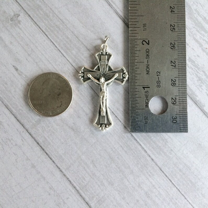 Classic Styled Crucifix \u2022 Rosary Crucifix \u2022 Rosary Parts \u2022 Antique Silver \u2022 Religious Pendant Jewelry \u2022 Catholic Supplies to make Rosaries