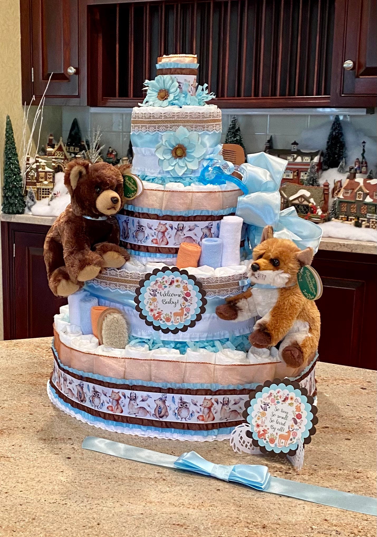 Gateau De Couches Danimaux Des Bois A 5 Niveaux Gateau De Etsy