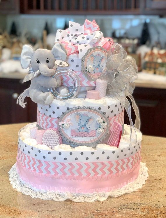 elephant diaper cake for girl