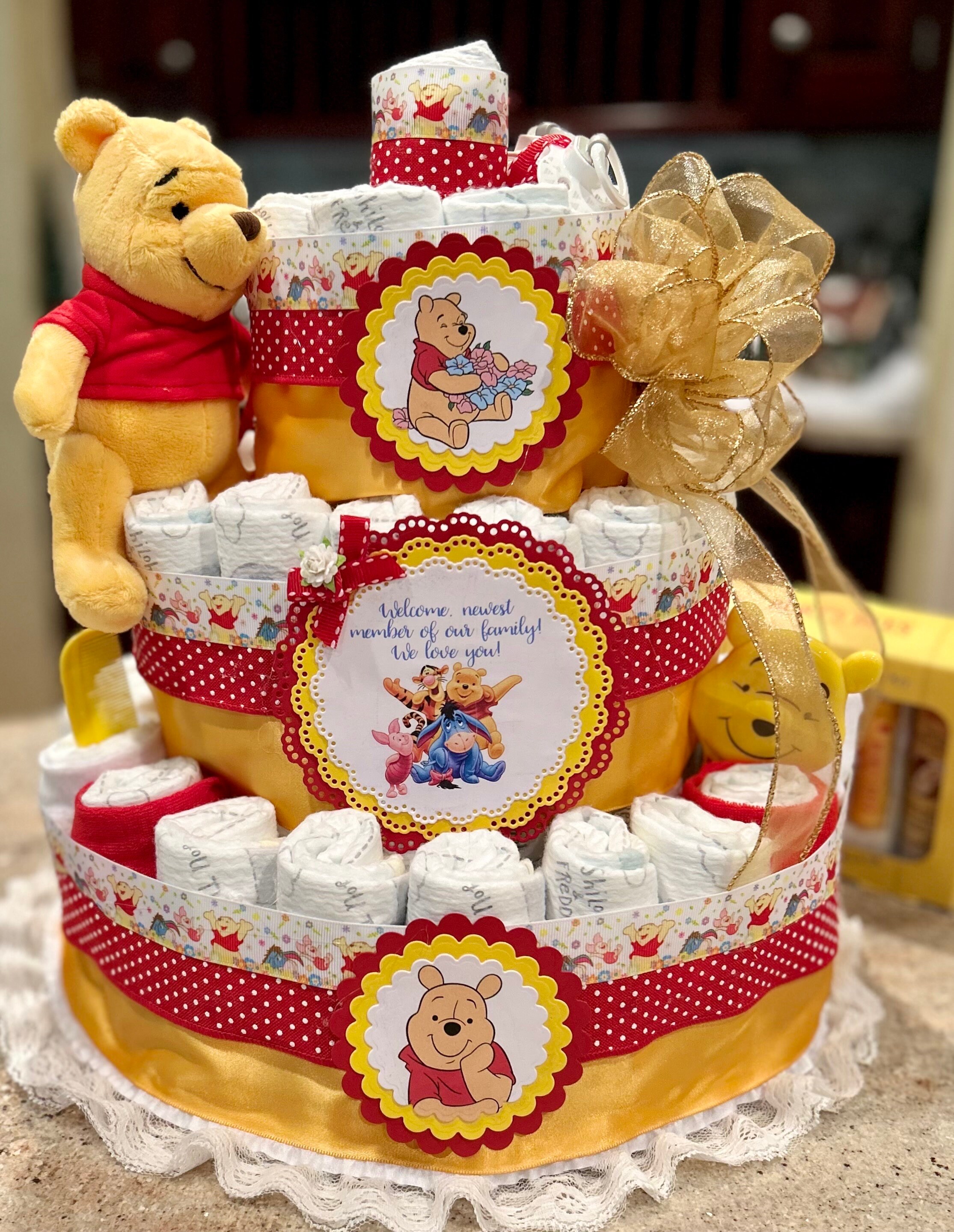 11+ Pooh Bear Diaper Cake