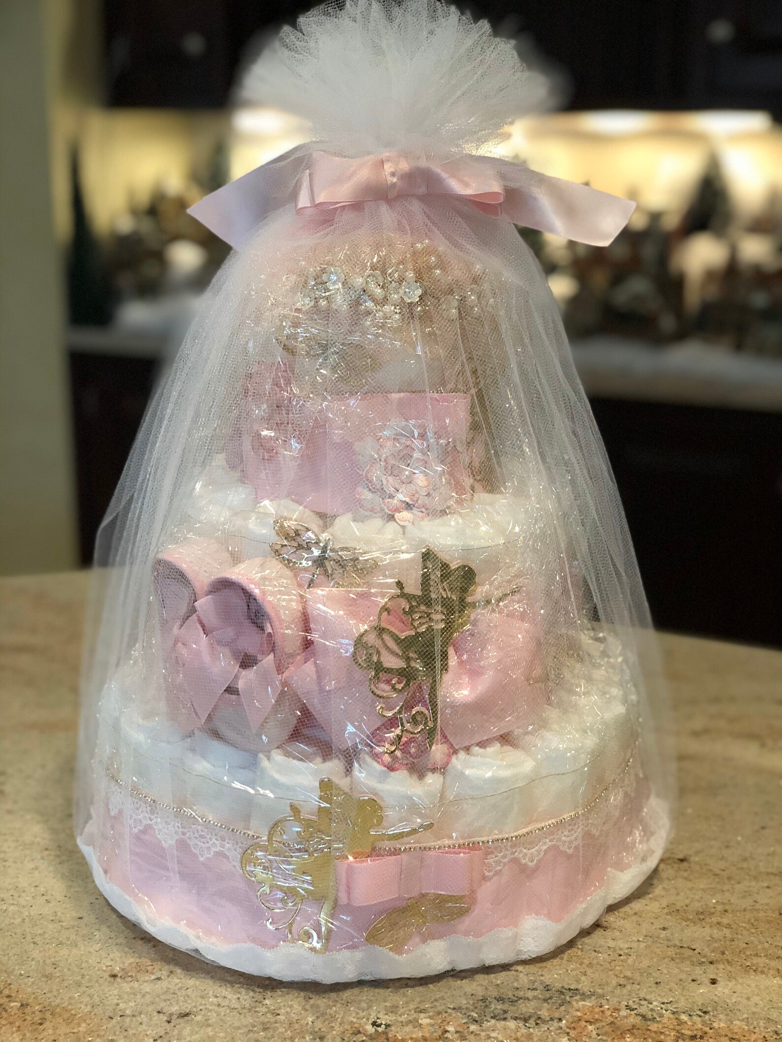 4 Tier Diaper Cake Fairy Diaper Cake Fairy Princess Diaper Etsy Canada