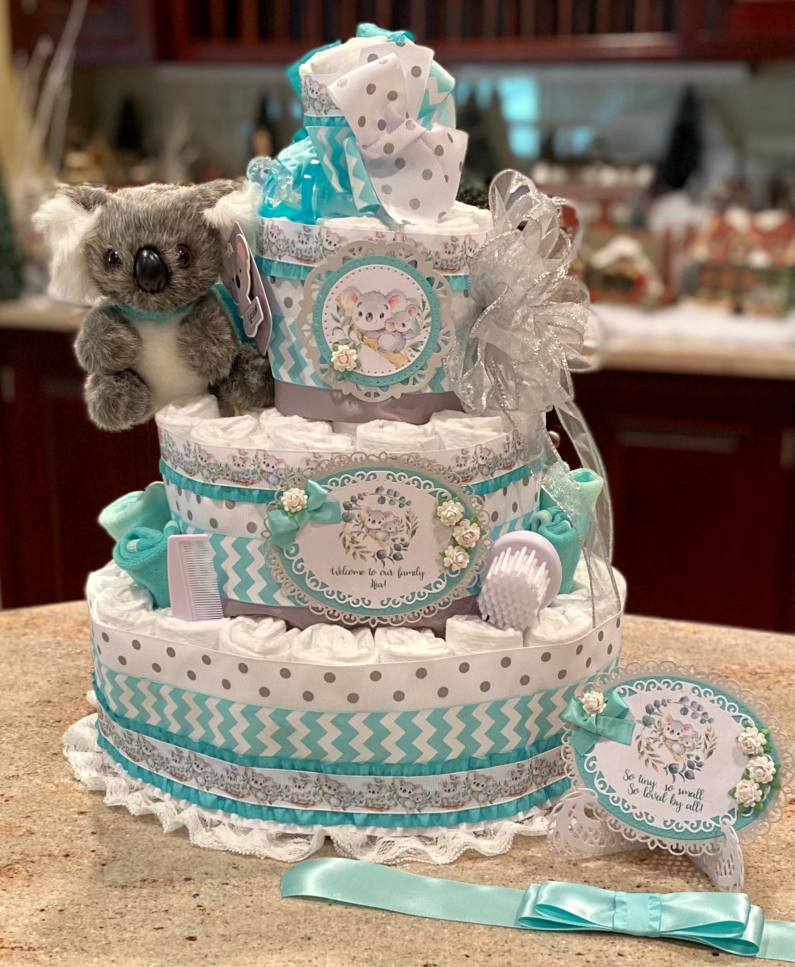 Gateau De Couche Dours De Koala De Niveau 4 Douche De Bebe Etsy