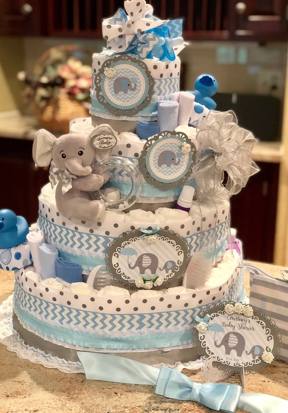 elephant diaper cakes for baby shower