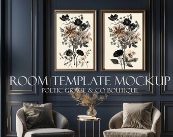 Luxury Room Template Mockup with Frames Room Template for Artists and Photographers to Showcase their Artwork Foyer or Living room Mockup