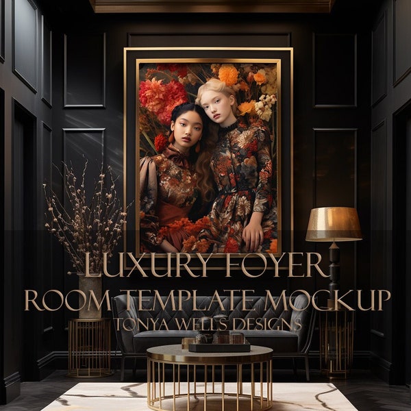 Artist Frame Mock-up Luxury Black Foyer Room Mockup III-Room Template Mockup Social Media Template for Photographers IG Frame Mockup