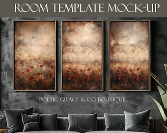 Triptych Frame Room Template Mockup