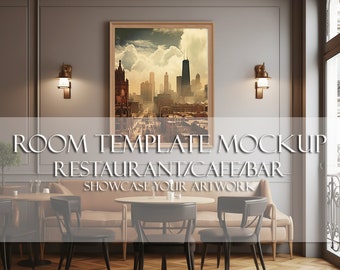 Frame Mockup for Photographers, Room Template Mockup, Cafe or Restaurant Room Mockup, Instant Download to Showcase your Artwork, Room Mockup