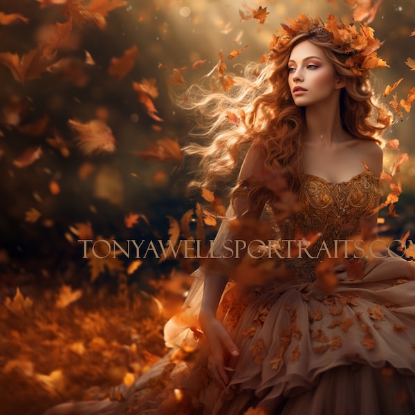 Enchantement éthéré Un portrait d'automne captivant - Généré par l'IA