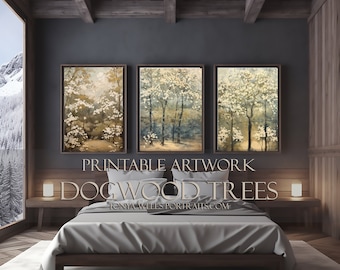 Printable Artwork / Digital Download/ Dogwood Trees / Old Masters Style