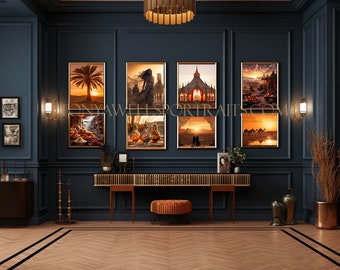 Printable Art Collection - Eternal Dusk in the Desert - A Collection of eight AI Generated Art Pieces in high resolution printable.