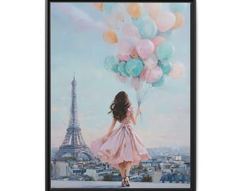 Inspirational Parisian Wall Art, Framed Matte Canvas Print, Home Decor, Gift for Women, Cute Room Decoration, Birthday, Print on Demand