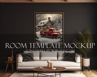 Room Template Mockup - Modern Black living Room