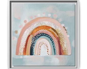 Boho Rainbow Canvas Print, Whimsical Nursery Wall Decor
