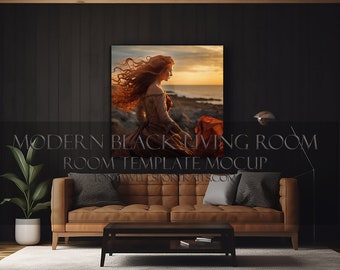 Frame Mock-up/ Modern Black Living Room/Room Template Mockup/Living Room Mockup /Collection of Three Digital Downloads