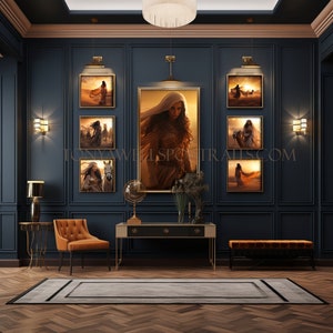 Luxury Navy Foyer Room Mockup - Digital download