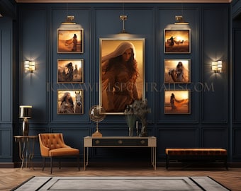 Luxury Navy Foyer Room Mockup - Digital download