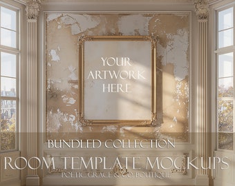 Room Template Mockups Bundled Collection Room Mockups With Frames & Without Frames Mockup Collection of 75 Designs