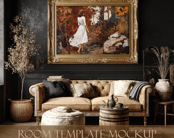 Shabby Chic Frame Mockup | Black Wall Art Template (Instant Download)