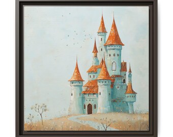 Fairytale Castle Canvas Print, Magical Nursery Wall Decor