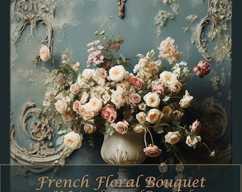 Artwork / French filigree and  Floral Bouquet/ Artwork Digital Download