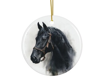 Black Stallion Christmas Ornament, Equestrian Horse Decor