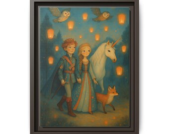 Whimsical Enchanted Forest Art for Kids' Rooms - Framed Canvas Print