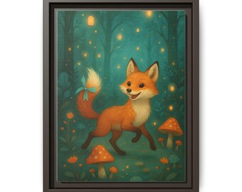 Whimsical Fox Canvas Art: Woodland Nursery Decor