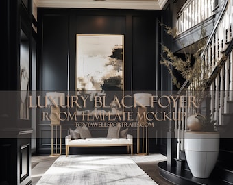 Frame Mockups/ Bundle of 3 Designs/ Luxury Black Foyer Room Template Mockup for Artists & Photographers/Digital Download
