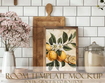 Modern Farmhouse Room Template Mockups / Collection of Three / 2 with wood frames 1 with canvas mockups.