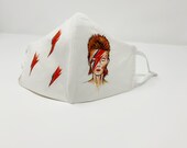 Face mask, hand painted face mask, david Bowie, Bowie face mask, face covering, washable face mask, breathable face mask, ziggy stardust