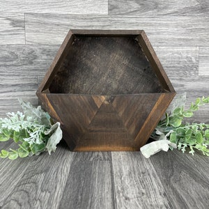 Wood Wall Pocket, Faux Floral Planter, Hexagon Plant Shelf, Wood Hexagon Planter, Farmhouse Wall Vase, Wood Hexagon Shelf