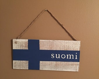 Farmhouse Finnish Flag Suomi Sign