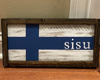 Farmhouse Finnish Flag Sisu Sign