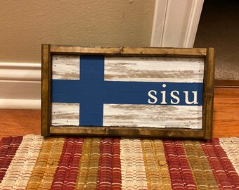 Farmhouse Finnish Flag Sisu Sign