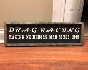 Farmhouse Drag Racing Sign Funny Car | Etsy