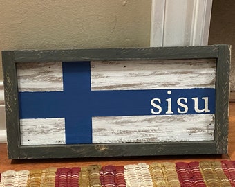 Farmhouse Finnish Flag Sisu Sign