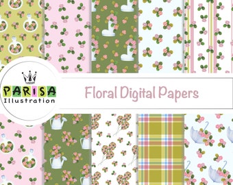 Floral Digital Papers, Floral Seamless Pattern, Seamless Patterns, Floral Digital Paper, Seamless Pattern, Digital Paper Pack,Floral Clipart