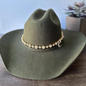 Rhinestone Hat Band Silver or Gold Adjustable Crystal Hat Jewelry immagine 13