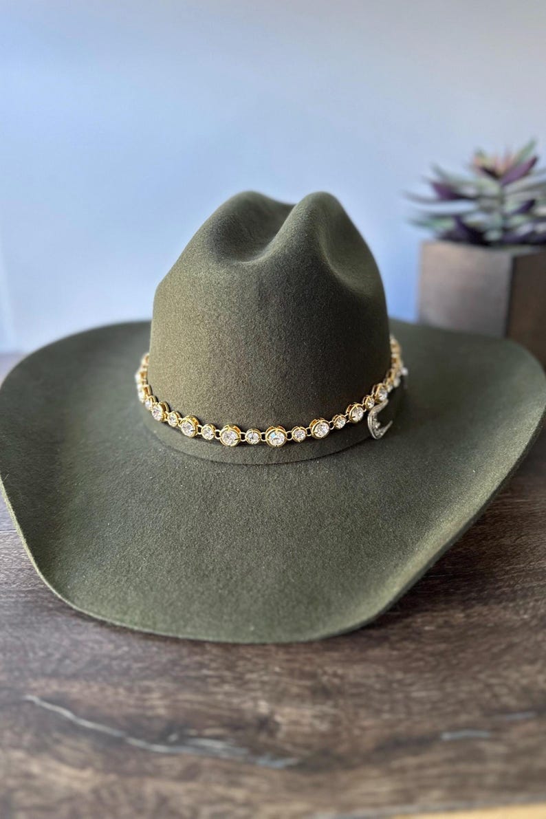 Rhinestone Hat Band Silver or Gold Adjustable Crystal Hat Jewelry immagine 13