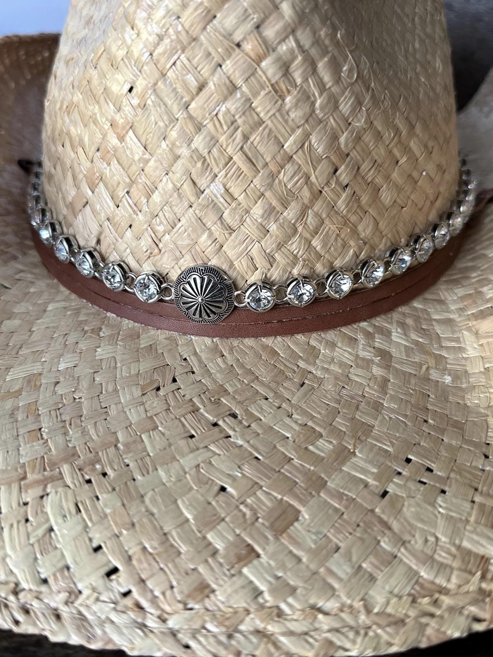 Vegan Suede Bolero Cowboy Western Boho Festival Crystal Chain Concho Hatband Hat Houston Honey Concho Hat Band – The Salted Hippie Boutique main image 4
