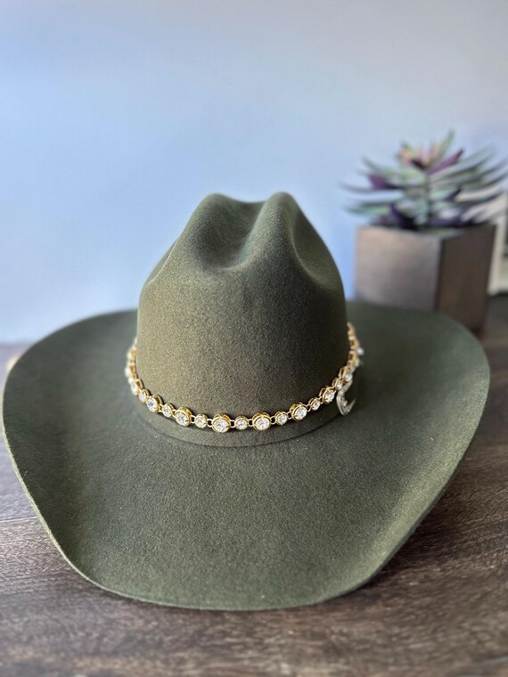 Rhinestone Hat Band Silver or Gold Adjustable Crystal Hat  display picture 3