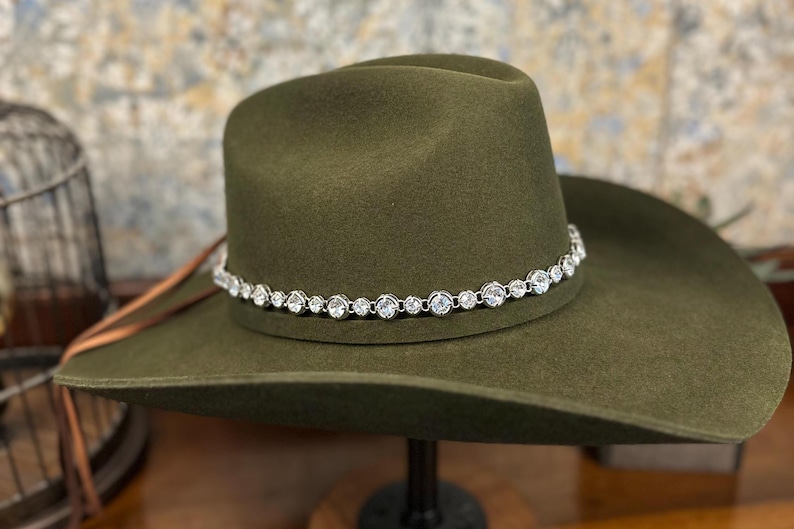 Rhinestone Hat Band Silver or Gold Adjustable Crystal Hat Jewelry immagine 9