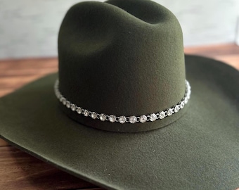 Artisan Rhinestone Hat Band Chain - Silver or Gold, Adjustable