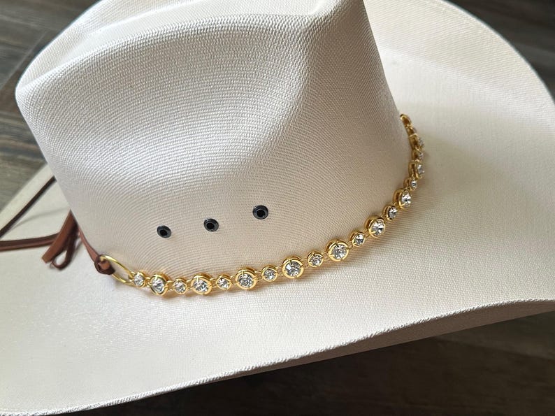 Rhinestone Hat Band Silver or Gold Adjustable Crystal Hat Jewelry immagine 3