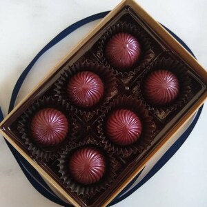 Italian Cherry Cordials- 6 pieces- Cognac Infused Filling, Candied Cherries and Dark Chocolate Shell- Christmas Candy, Stocking Stuffers
