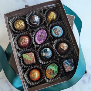 Signature Chocolate Truffle Gift Box, Hostess Gift, Hand Painted Chocolate, Birthday, Housewarming, Christmas Gift, Graduation, Thanksgiving