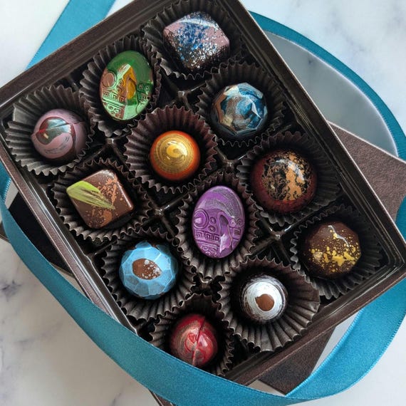 Signature Chocolate Truffle Gift Box, Hostess Gift, Hand Painted Chocolate, Birthday, Housewarming, Father's Day Chocolates, Christmas